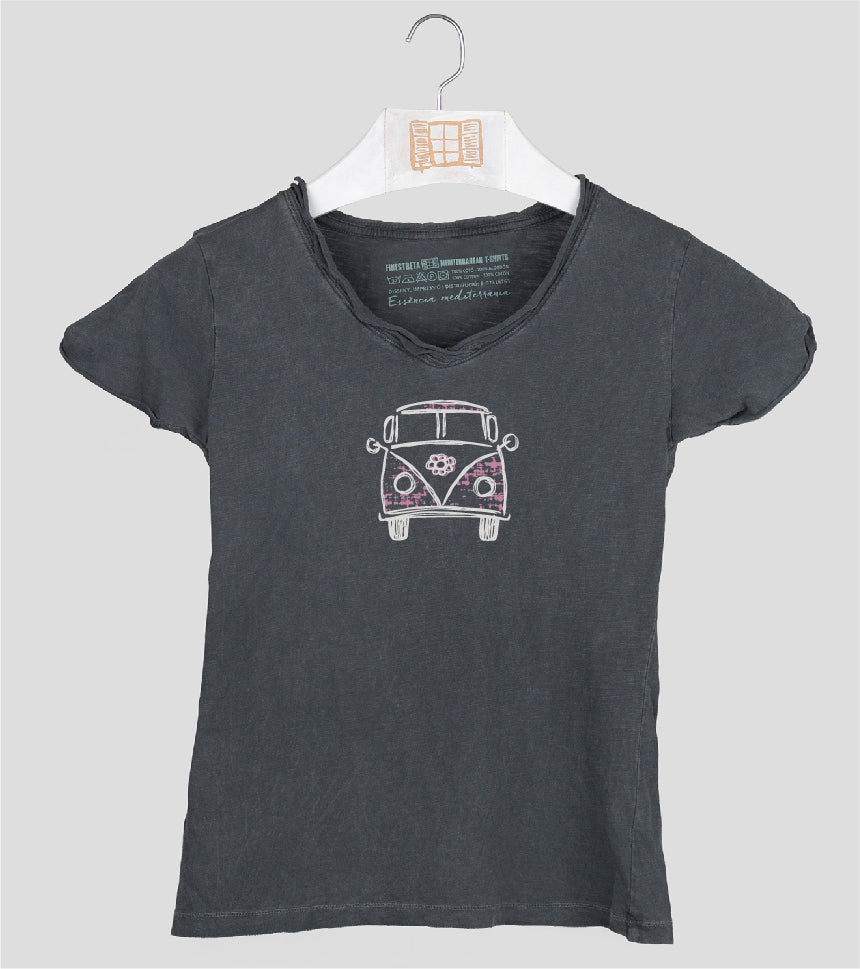 Camiseta cuello pico Mujer Exagerada - marengo