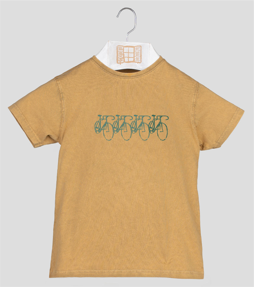 Camiseta manga corta Niño Peloton - mostaza