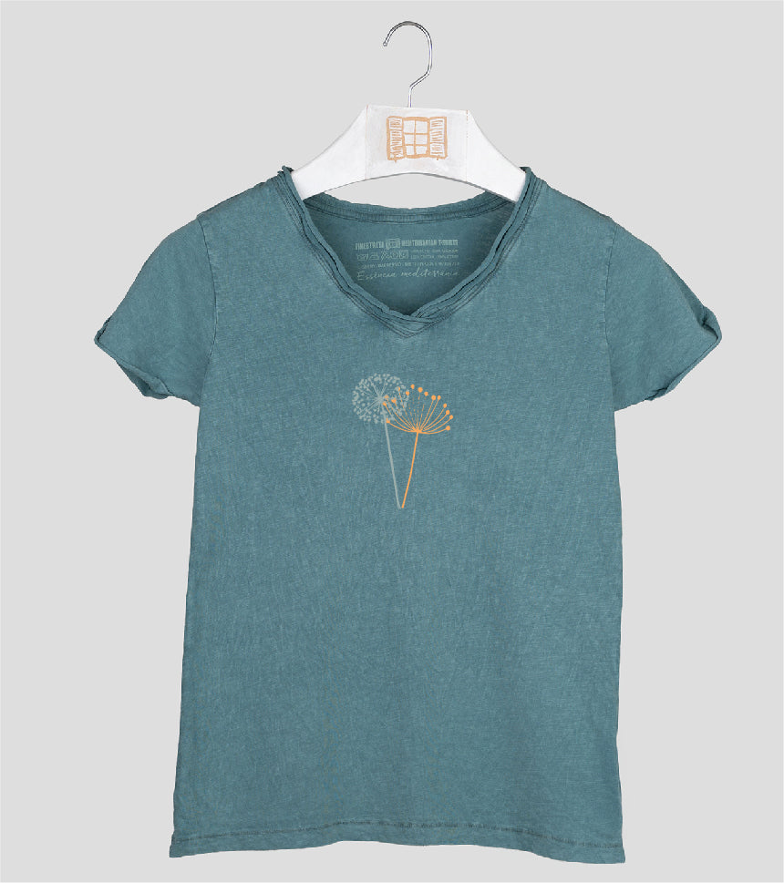 Camiseta cuello pico Mujer Espigol - esmeralda