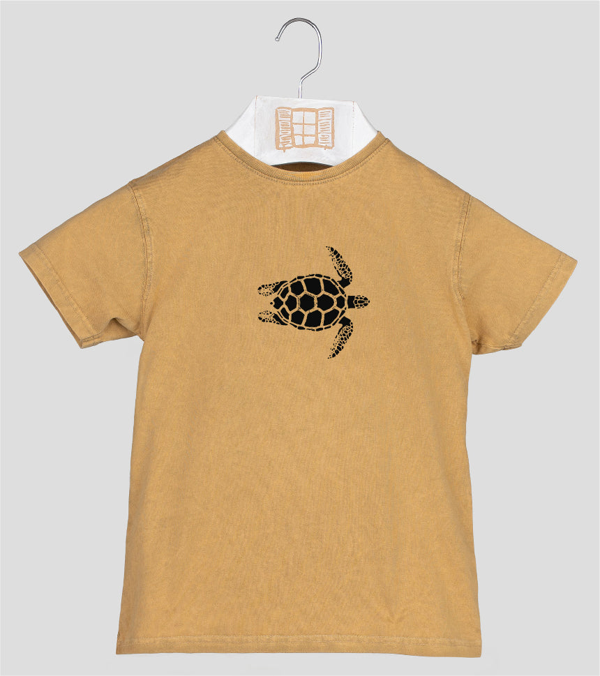 Camiseta manga corta Niño Tortugueta - mostaza