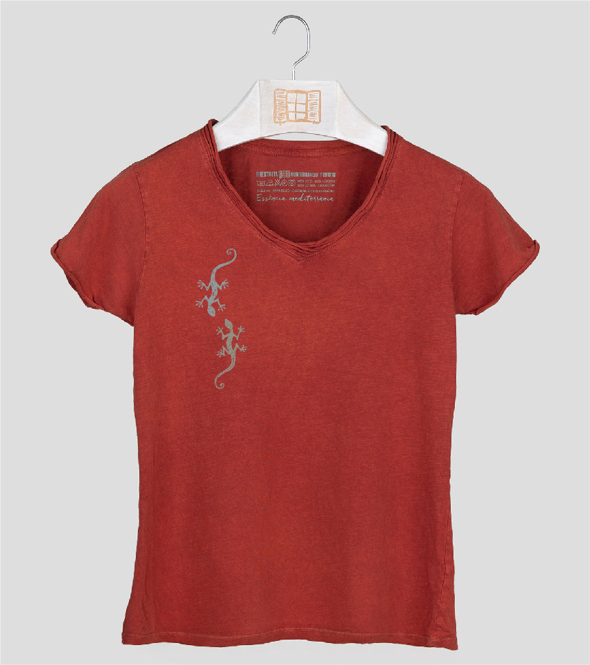 Camiseta cuello pico Mujer Xerradeta - arcilla