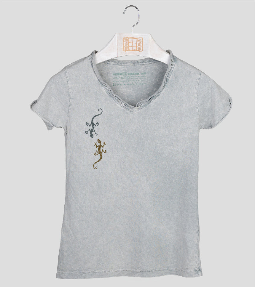 Camiseta cuello pico Mujer Xerradeta - gris