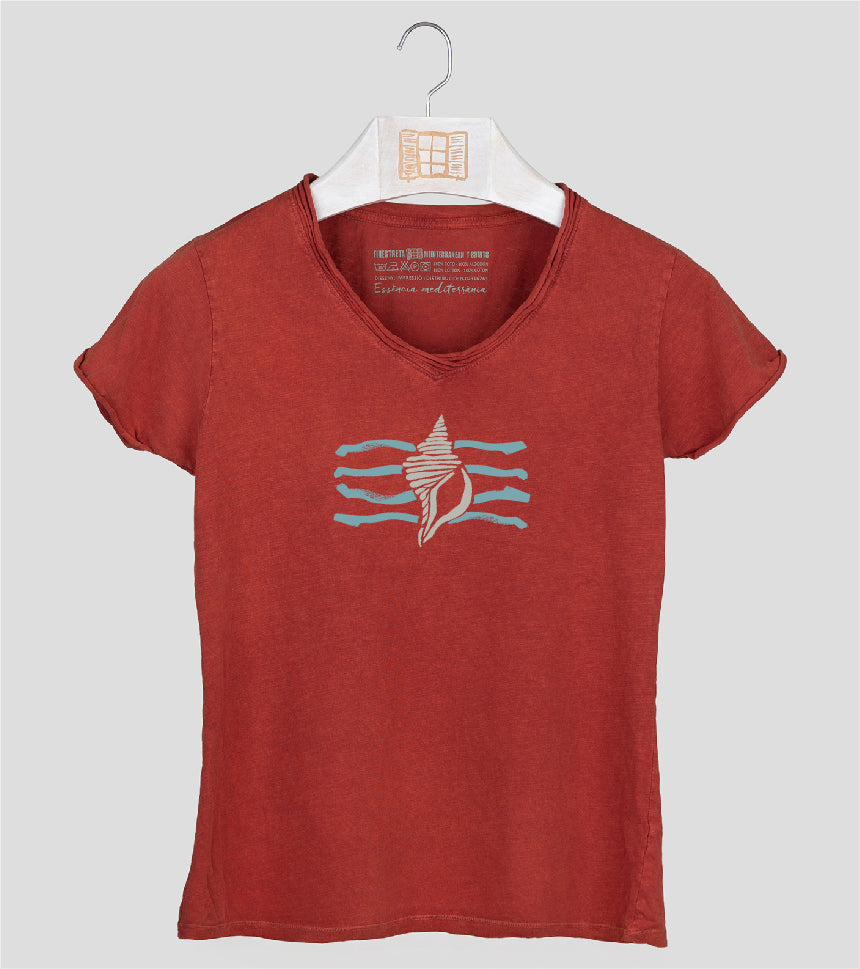 Camiseta cuello pico Mujer Filtre - arcilla