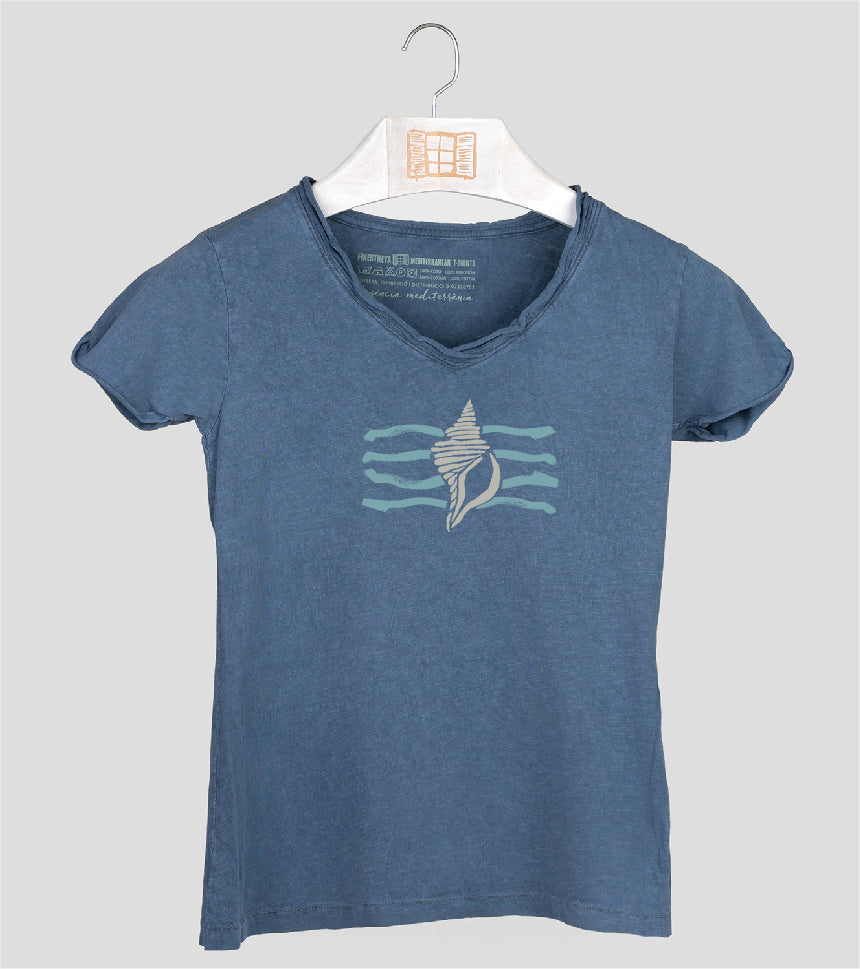 Camiseta cuello pico Mujer Filtre - indigo