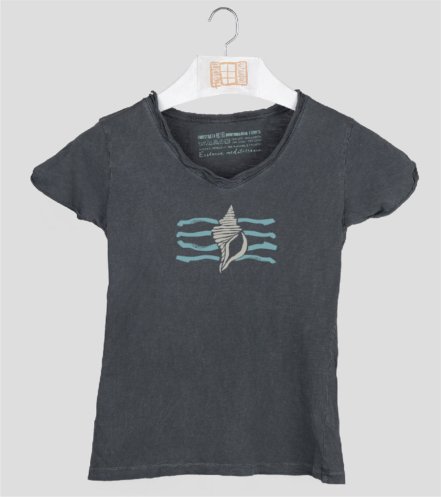 Camiseta cuello pico Mujer Filtre - marengo