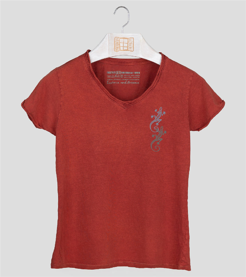 Camiseta cuello pico Mujer Bessona - arcilla