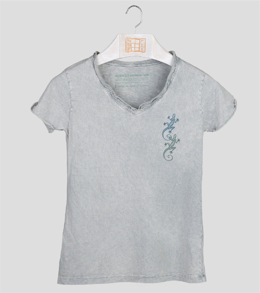 Camiseta cuello pico Mujer Bessona - gris