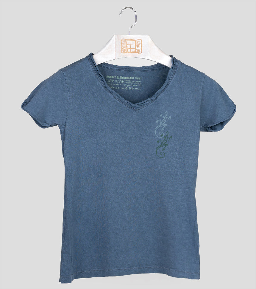 Camiseta cuello pico Mujer Bessona - indigo