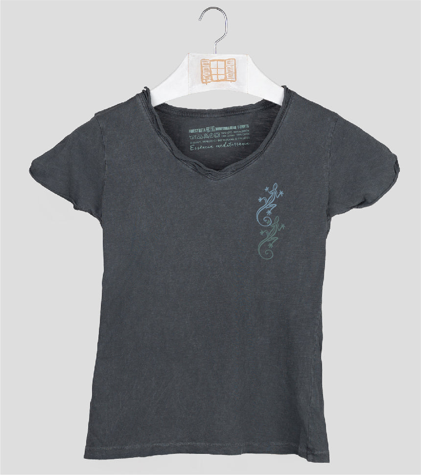 Camiseta cuello pico Mujer Bessona - marengo