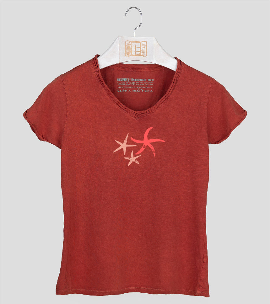 Camiseta cuello pico Mujer Patricio - arcilla