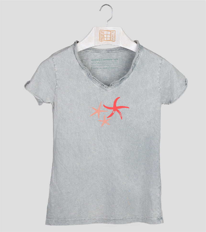 Camiseta cuello pico Mujer Patricio - gris