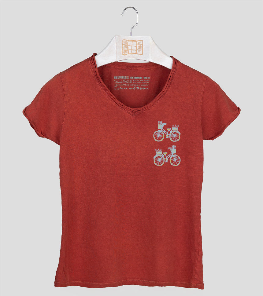 Camiseta cuello pico Mujer Compra - arcilla