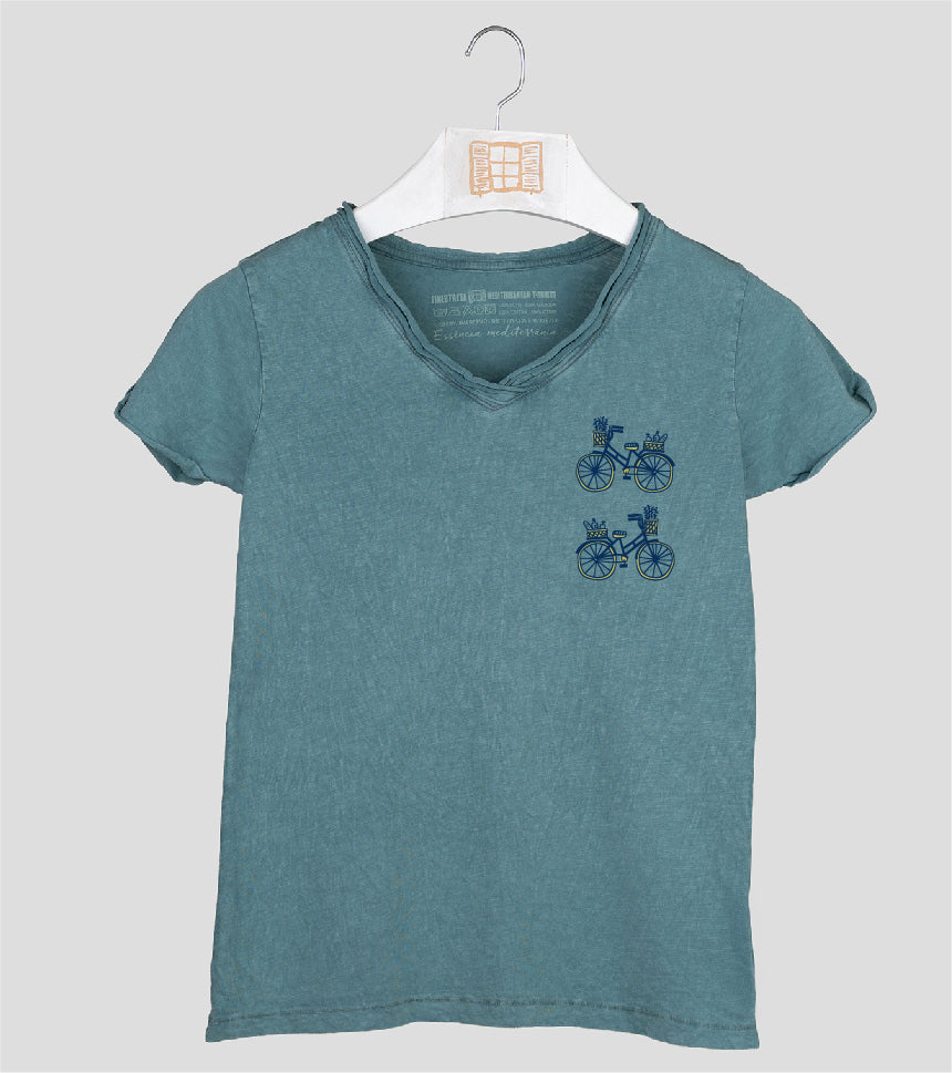 Camiseta cuello pico Mujer Compra - esmeralda