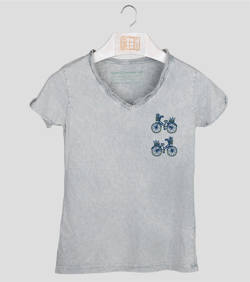 Camiseta cuello pico Mujer Compra - gris