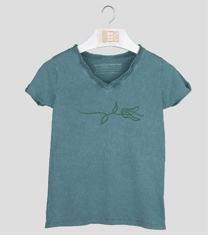 Camiseta cuello pico Mujer Rameta - esmeralda