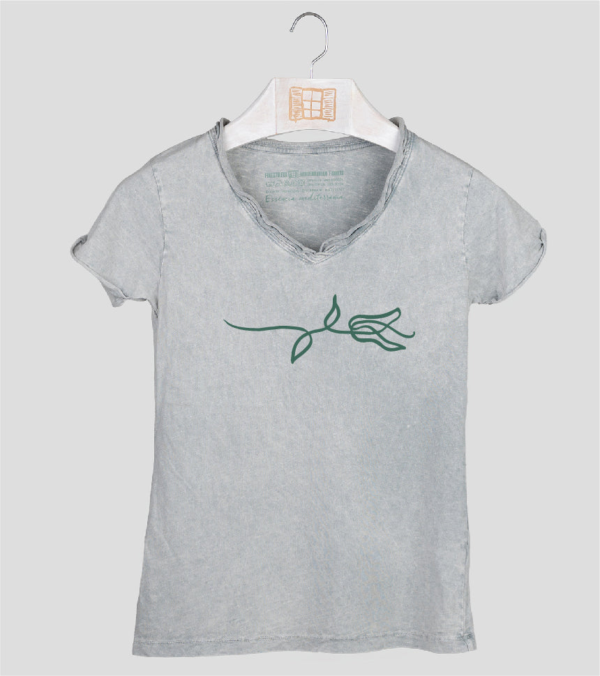 Camiseta cuello pico Mujer Rameta - gris