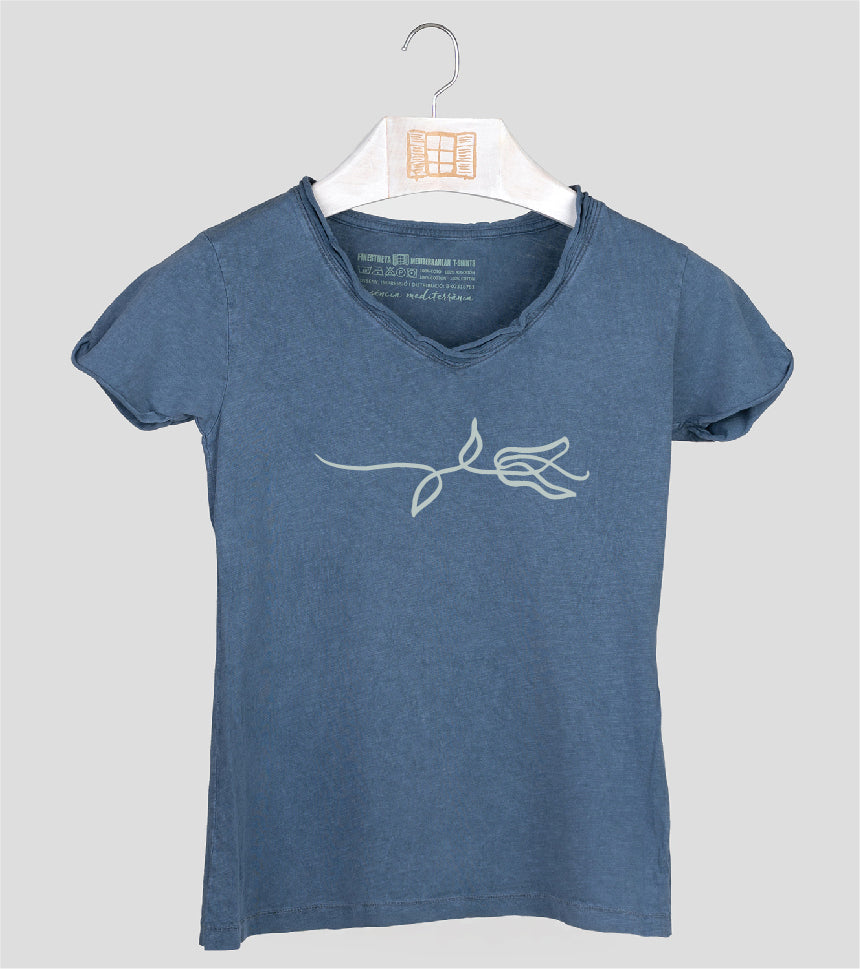 Camiseta cuello pico Mujer Rameta - indigo