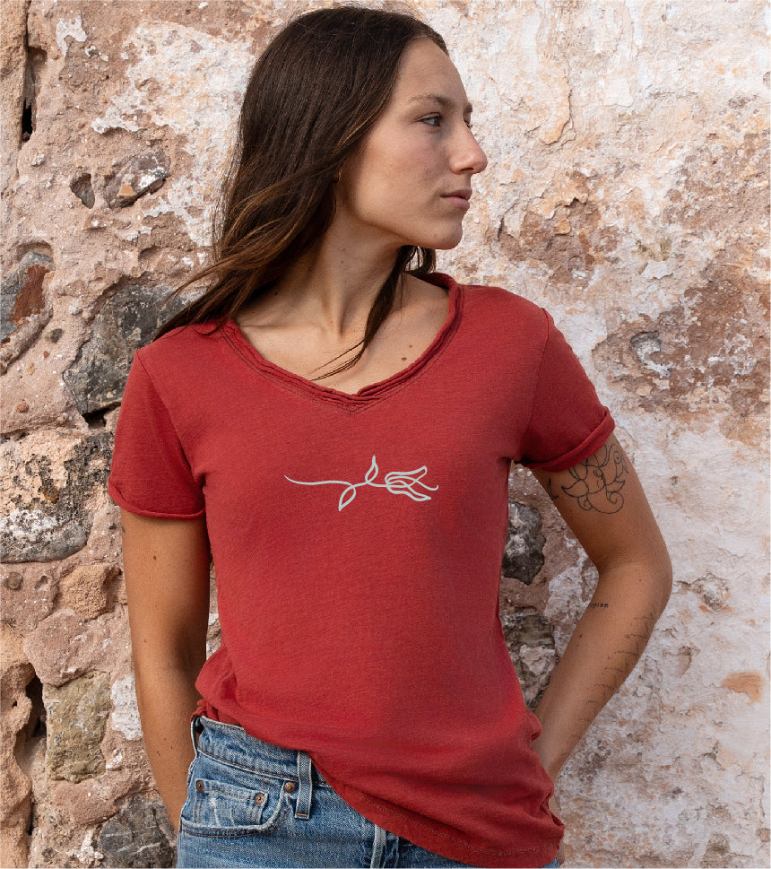 Camiseta cuello pico Mujer Rameta