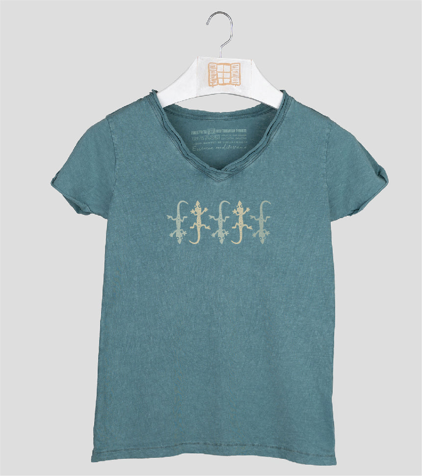 Camiseta cuello pico Mujer Five - esmeralda