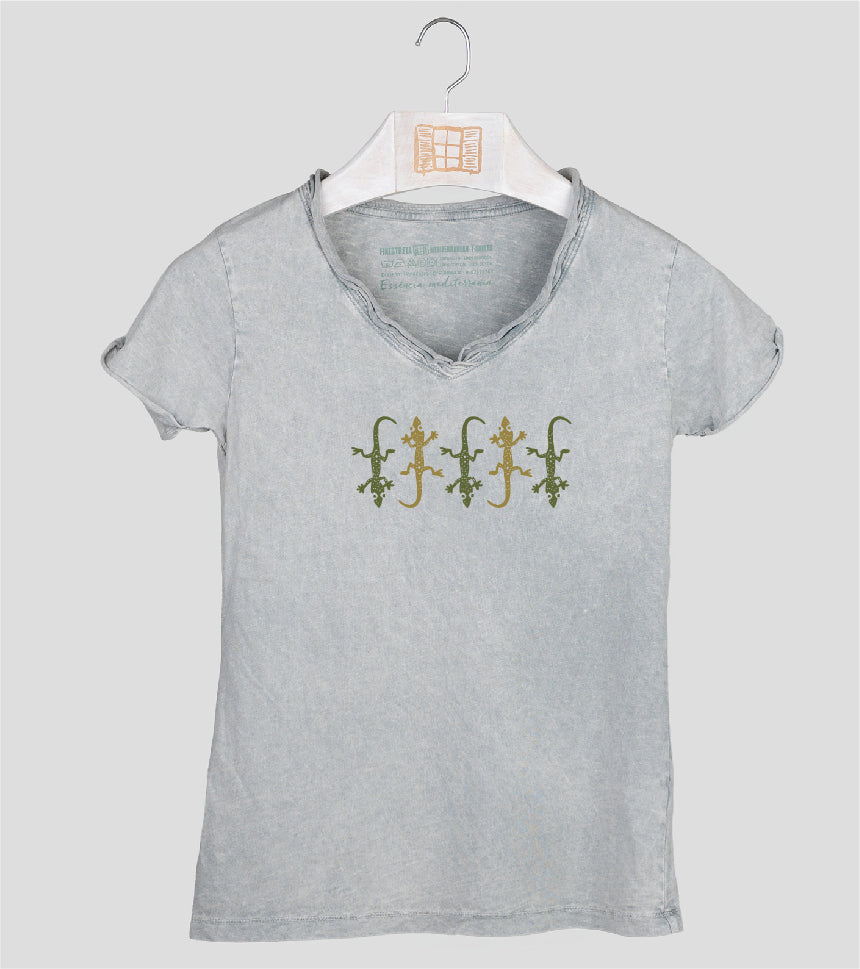 Camiseta cuello pico Mujer Five - gris