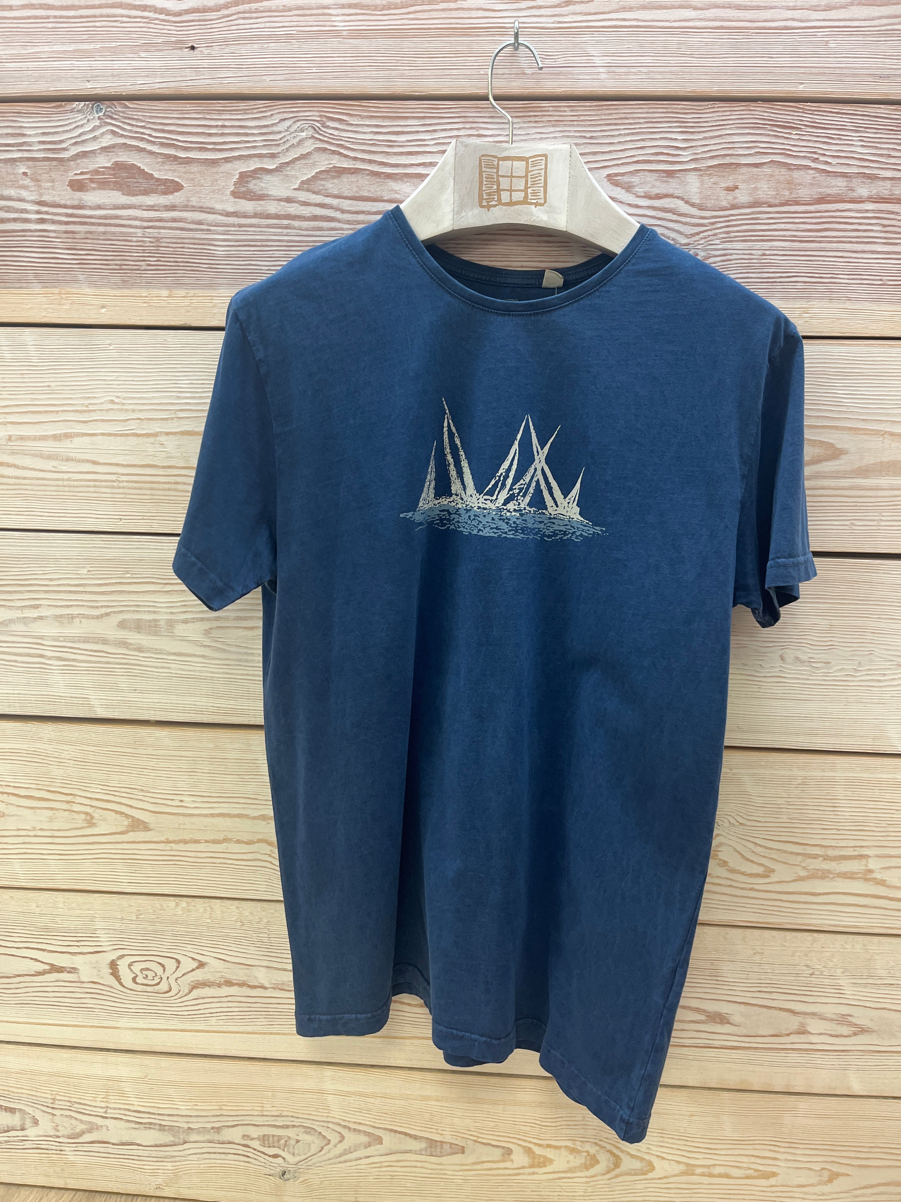 Camiseta manga corta Hombre Outlet talla L color Azul marino