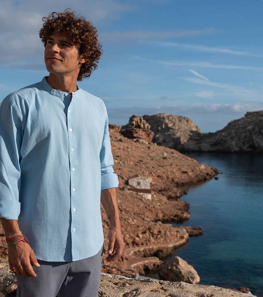 Camisa cuello mao para Hombre