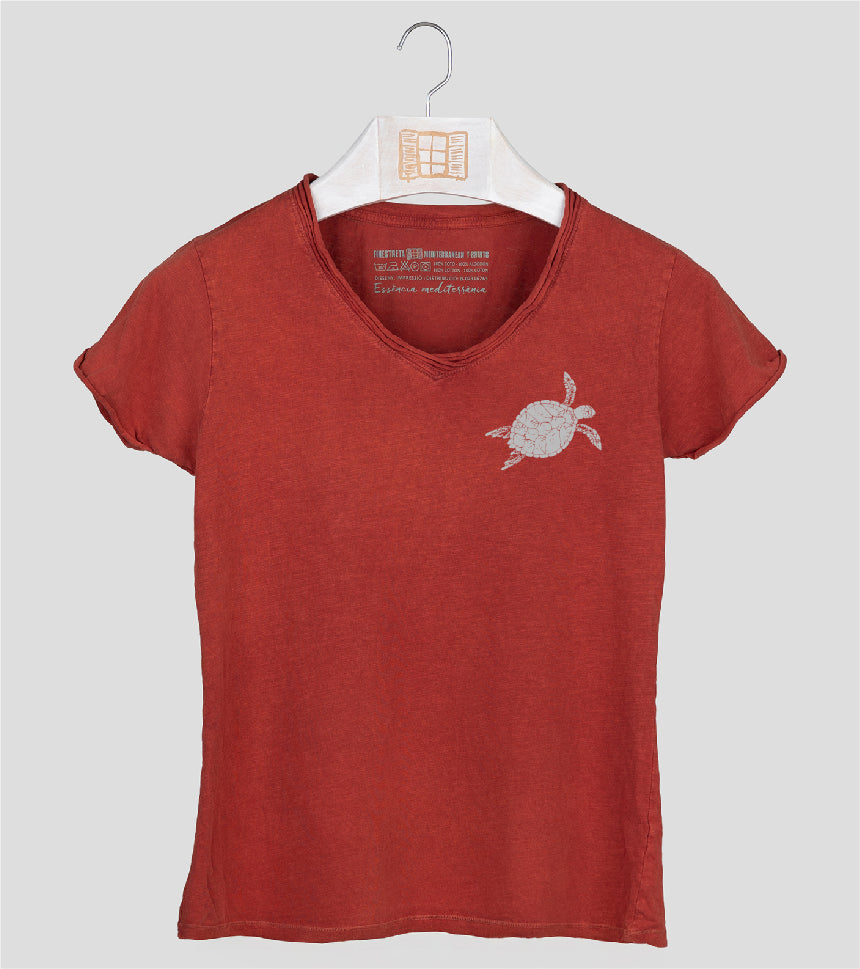 Camiseta cuello pico Mujer Closca - arcilla