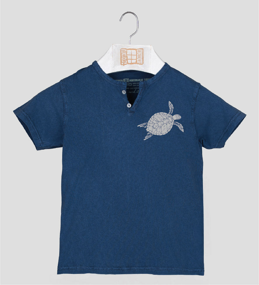 Camiseta cuello botones Niño Closca - azul-marino