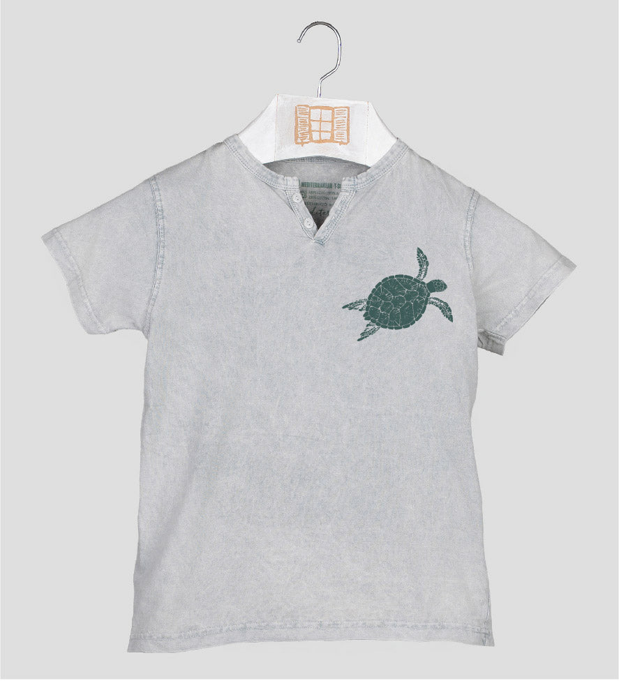 Camiseta cuello botones Niño Closca - gris