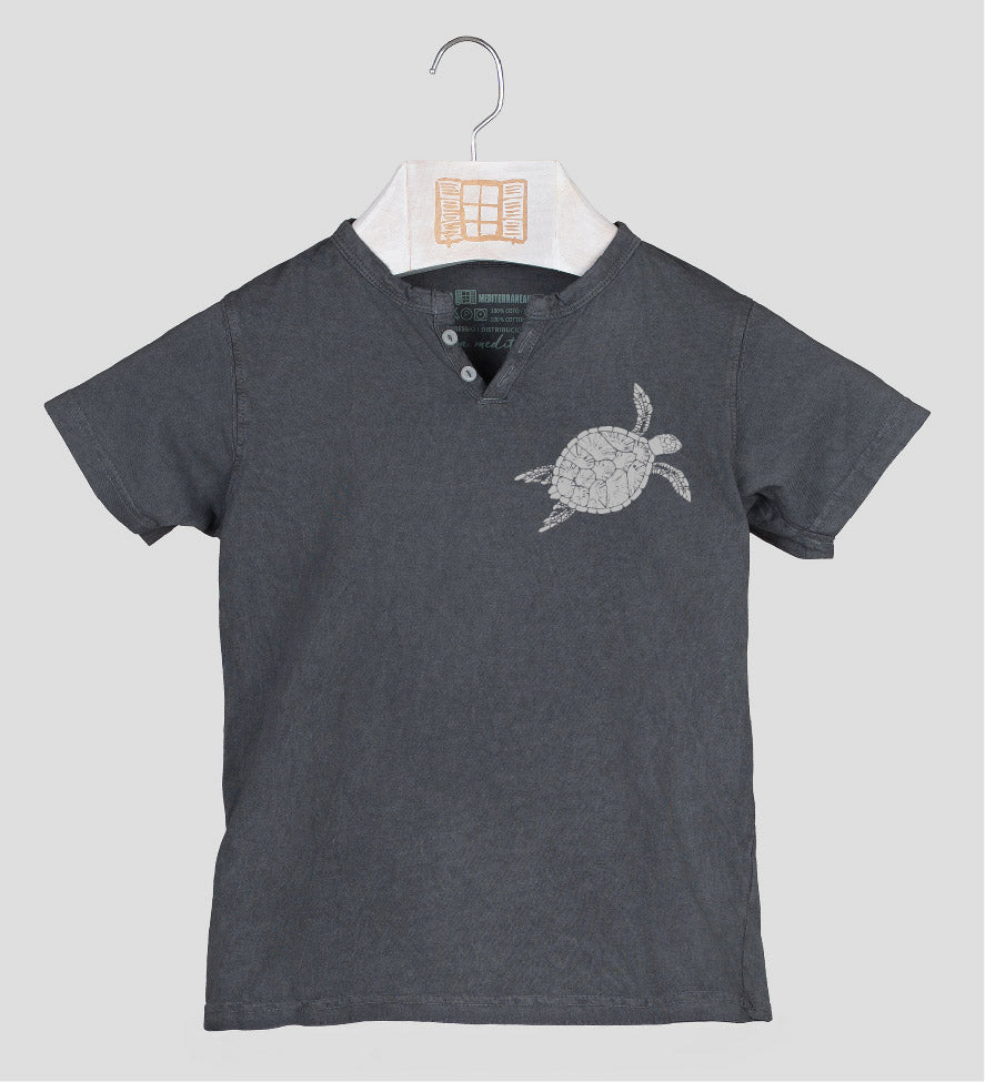 Camiseta cuello botones Niño Closca - marengo