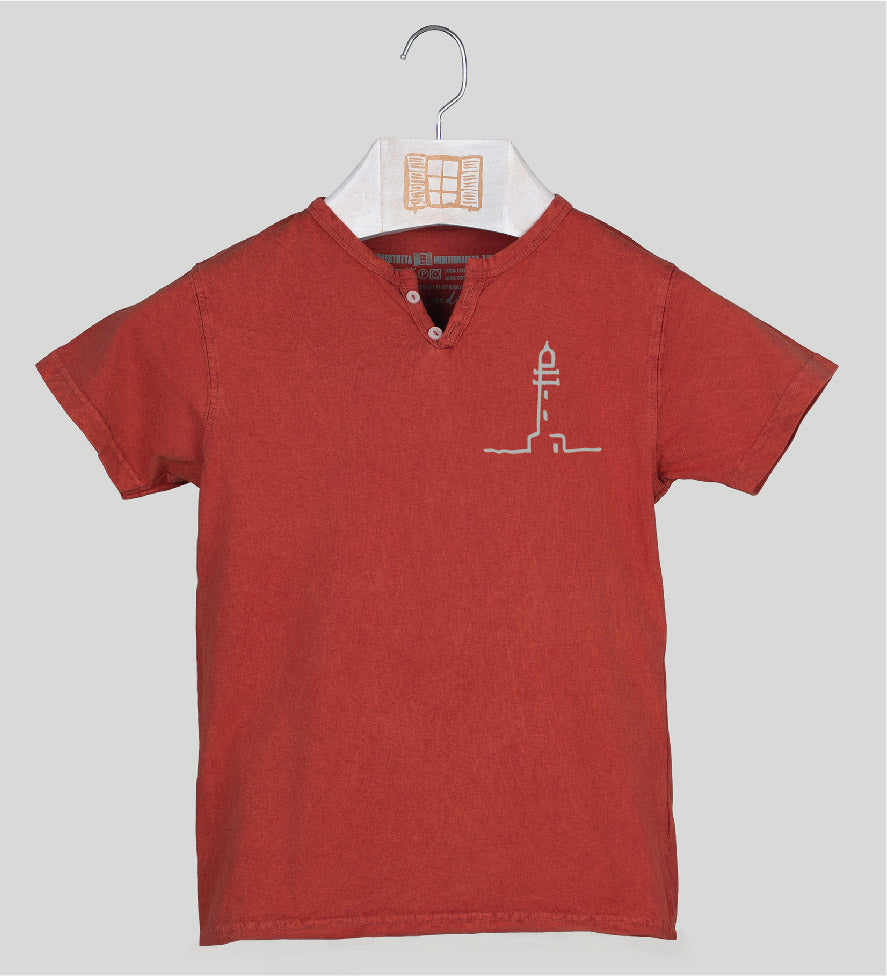 Camiseta cuello botones Niño Finestretes - arcilla