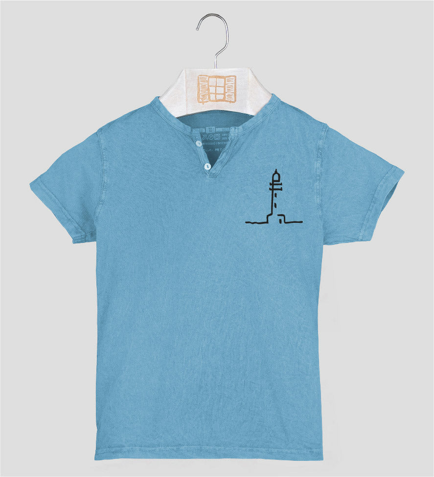 Camiseta cuello botones Niño Finestretes - aqua