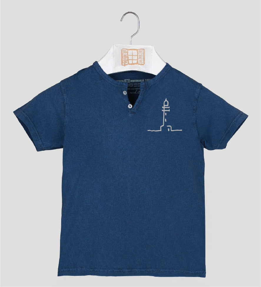 Camiseta cuello botones Niño Finestretes - azul-marino