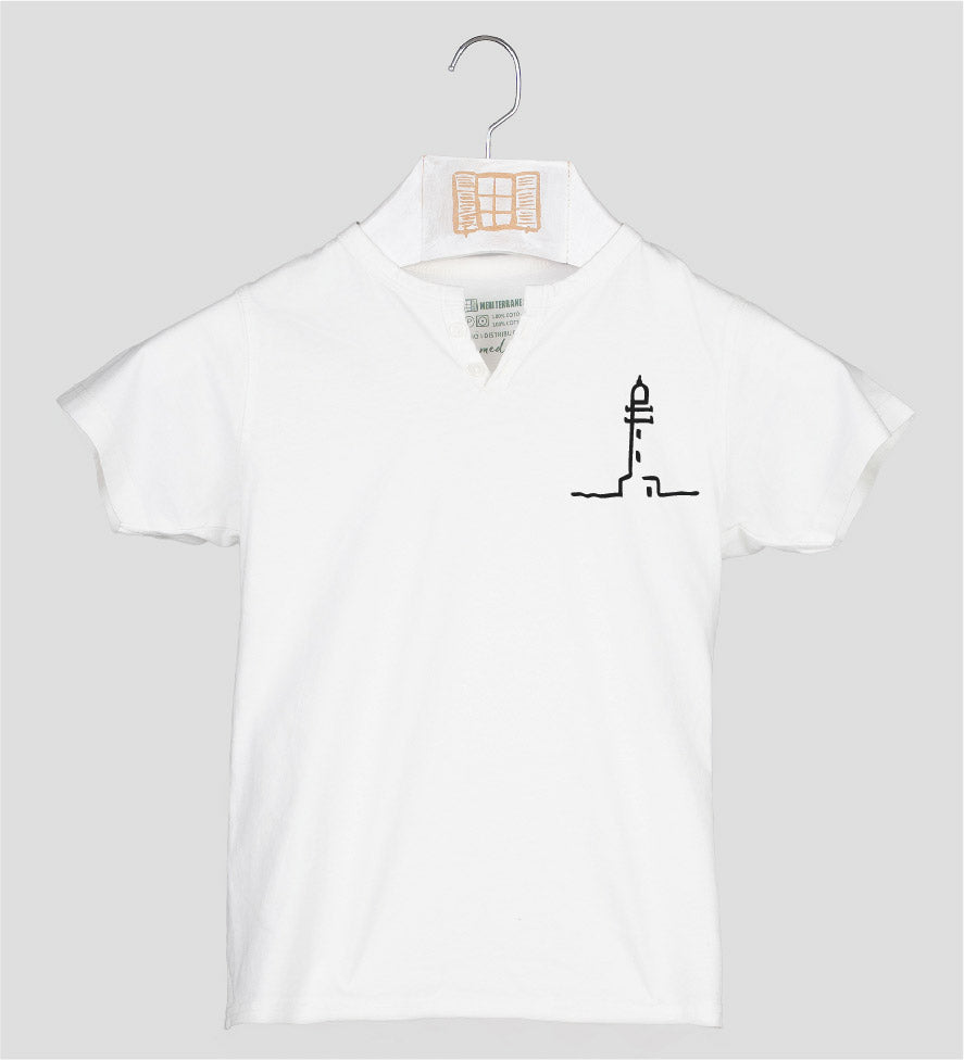 Camiseta cuello botones Niño Finestretes - crudo