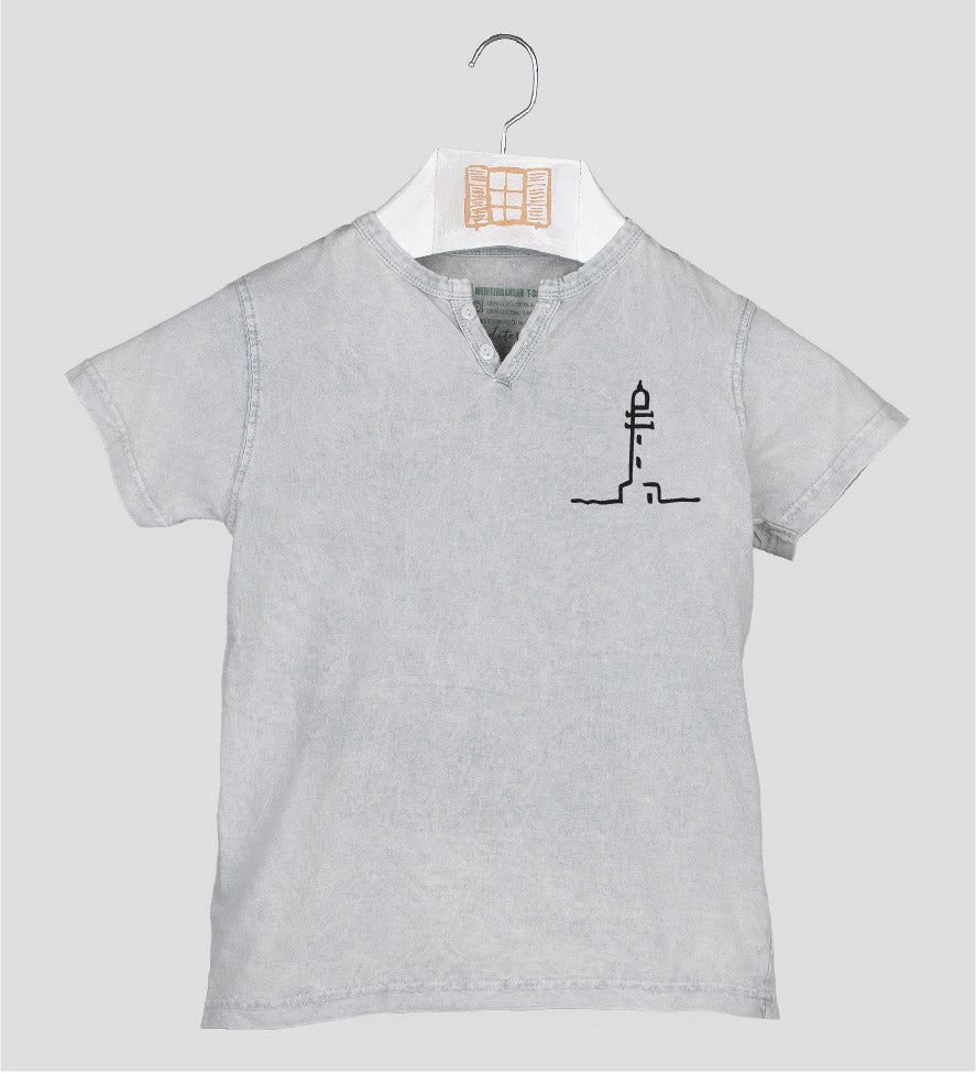 Camiseta cuello botones Niño Finestretes - gris
