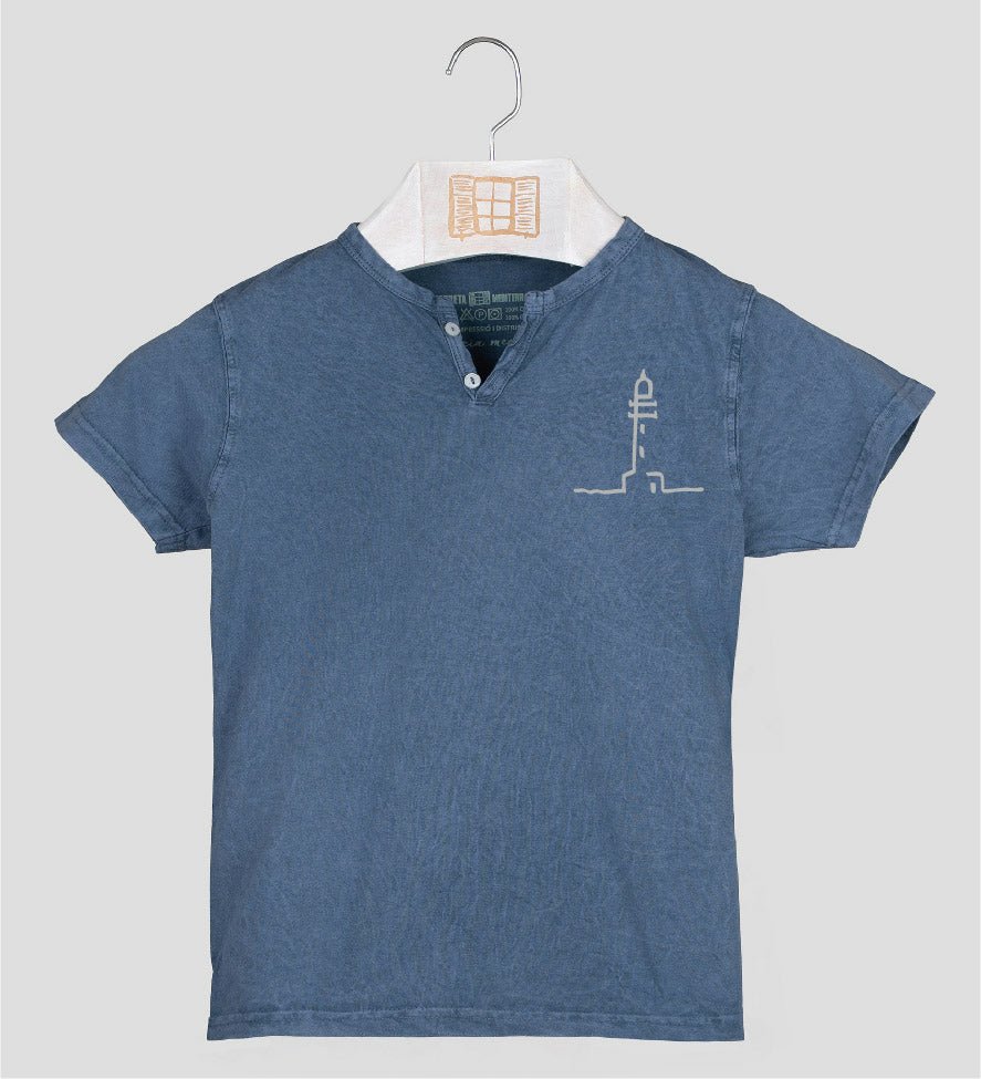 Camiseta cuello botones Niño Finestretes - indigo