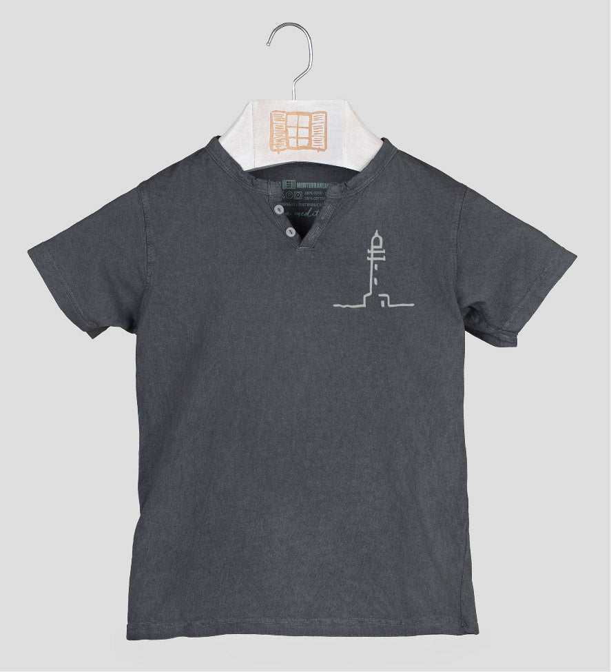 Camiseta cuello botones Niño Finestretes - marengo