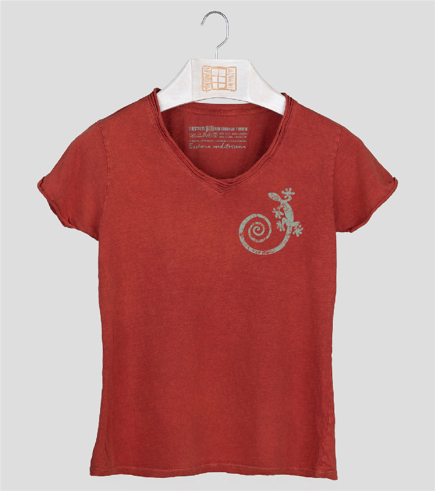 Camiseta cuello pico Mujer Cargolat - arcilla