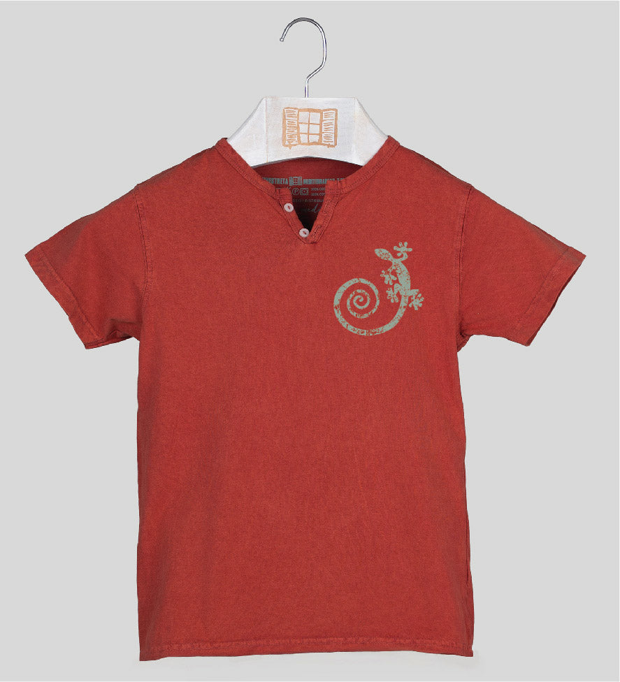 Camiseta cuello botones Niño Cargolat - arcilla