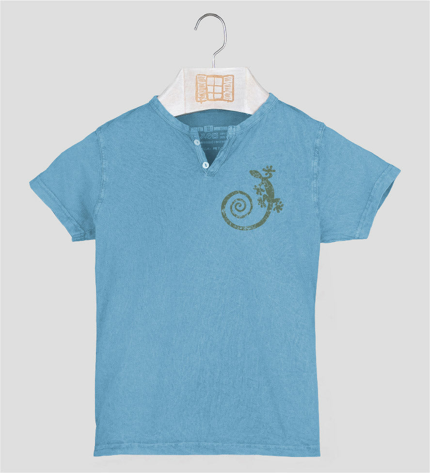 Camiseta cuello botones Niño Cargolat - aqua