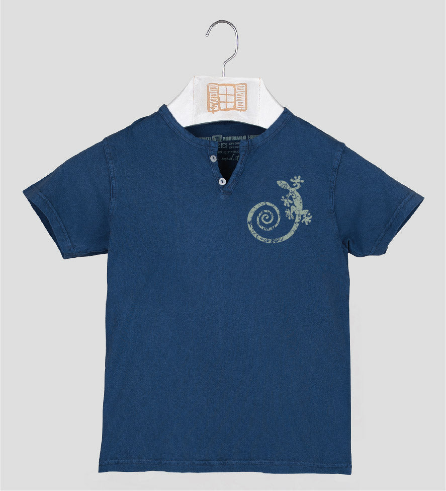 Camiseta cuello botones Niño Cargolat - azul-marino