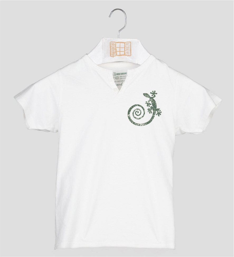 Camiseta cuello botones Niño Cargolat - crudo