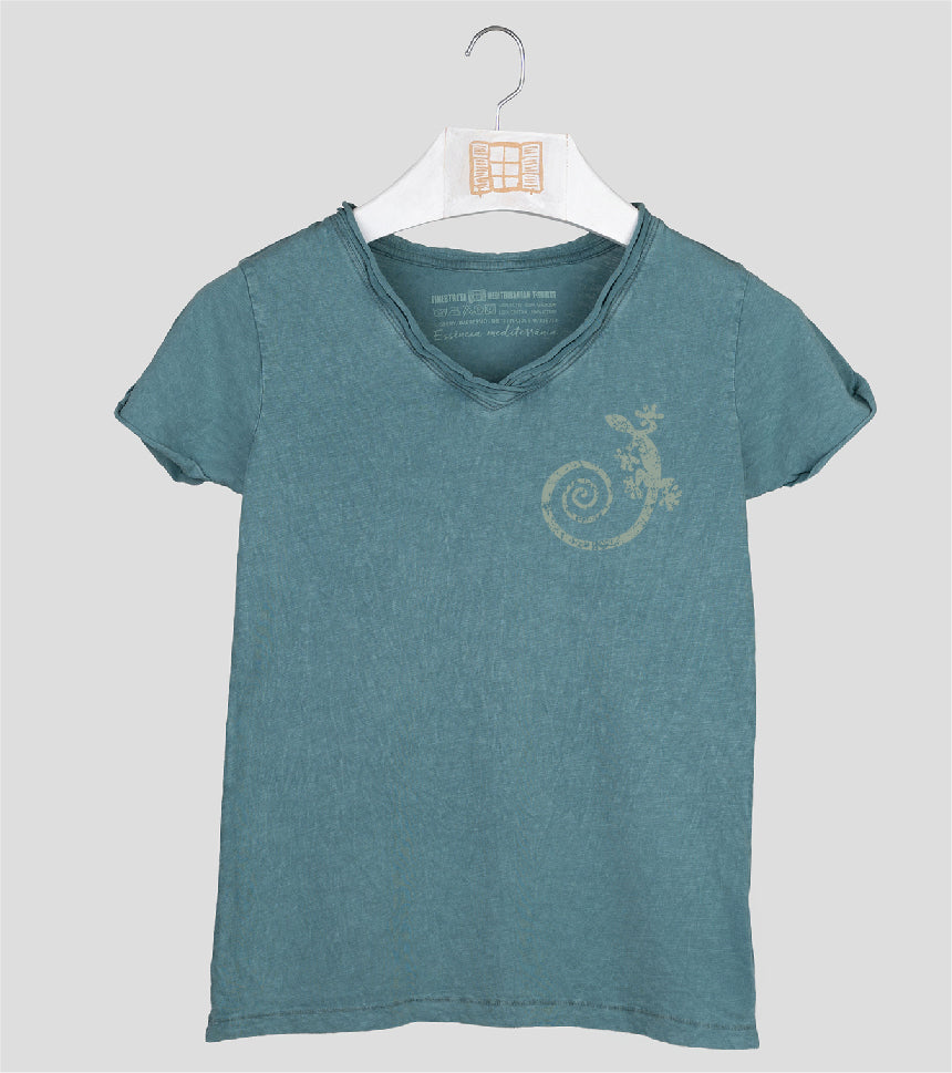 Camiseta cuello pico Mujer Cargolat - esmeralda