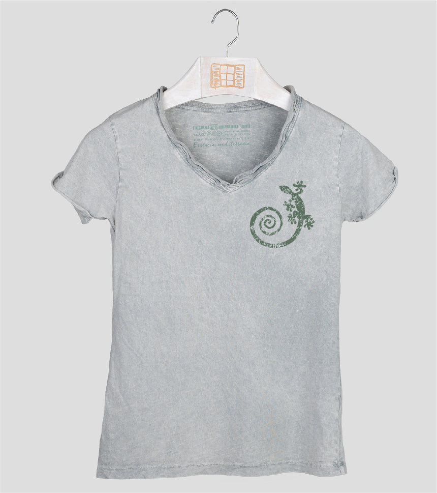 Camiseta cuello pico Mujer Cargolat - gris