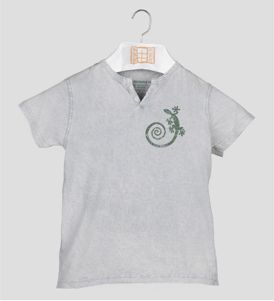 Camiseta cuello botones Niño Cargolat - gris