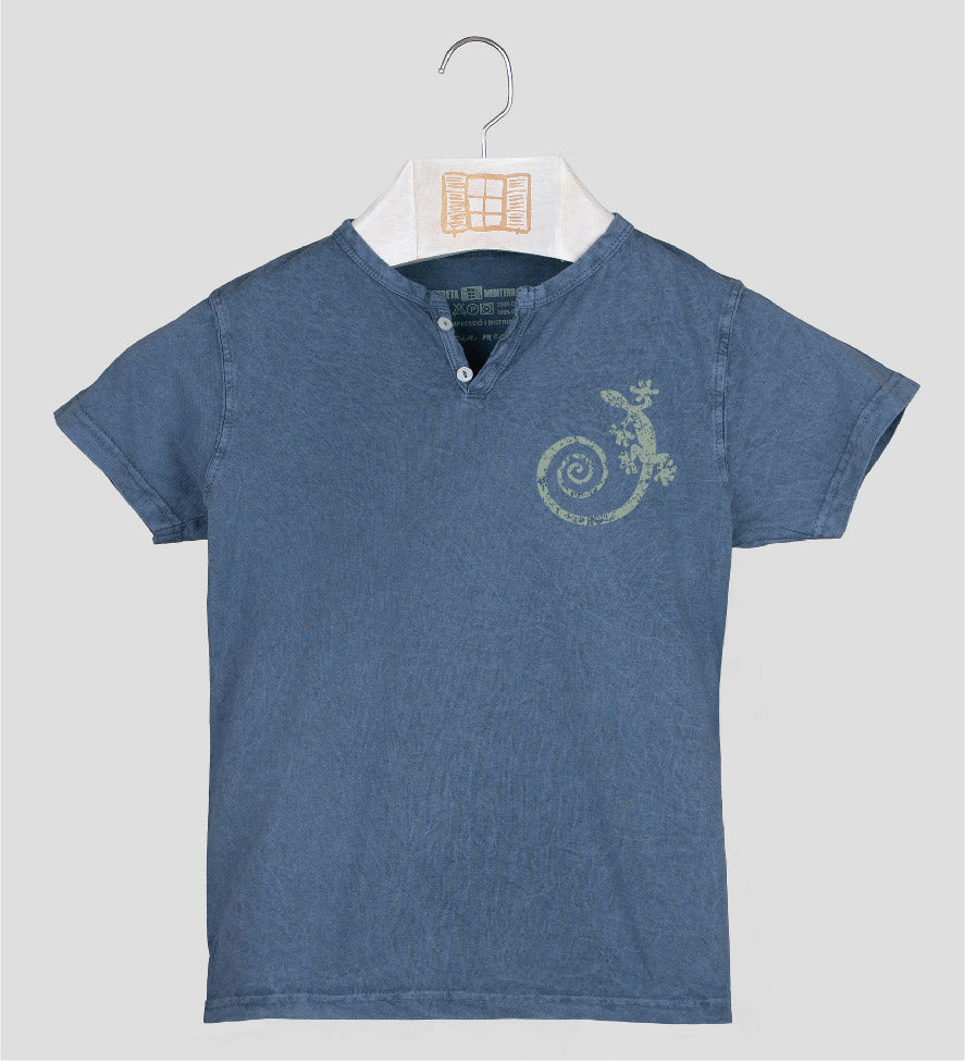 Camiseta cuello botones Niño Cargolat - indigo