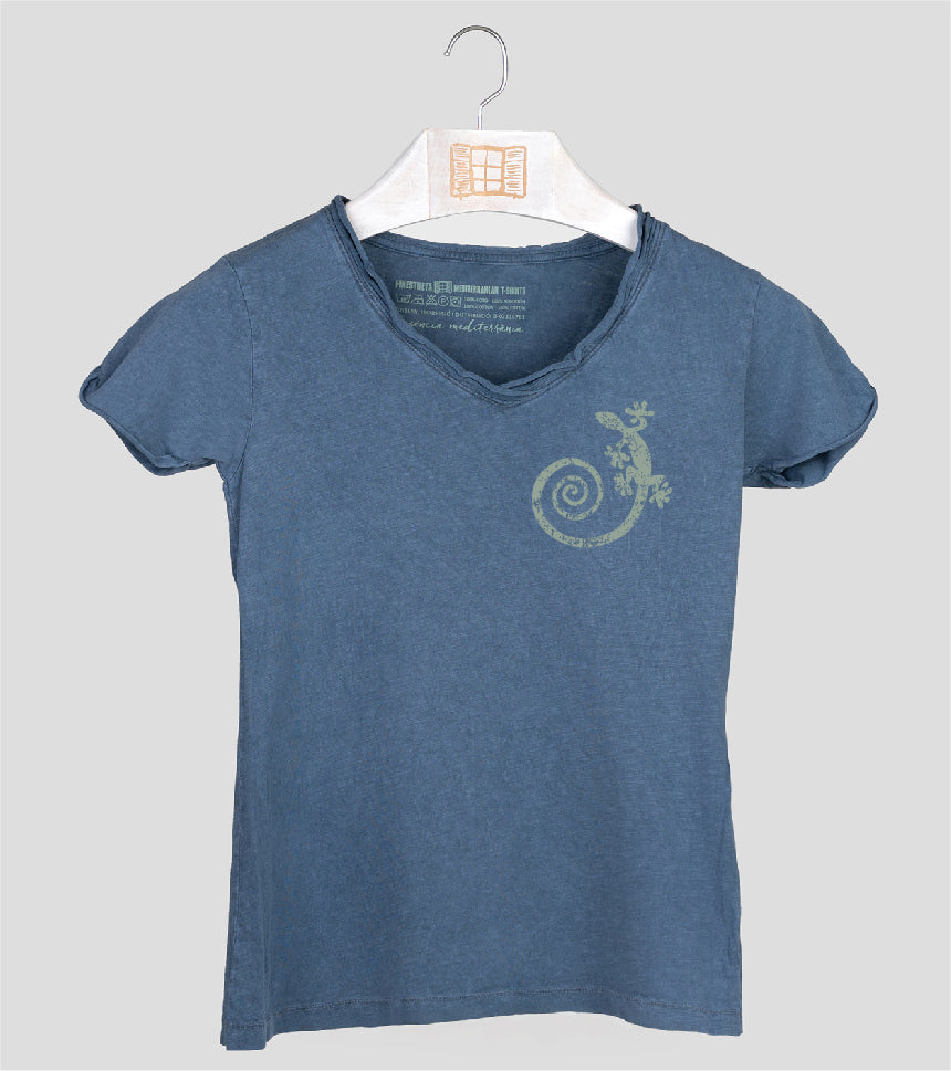 Camiseta cuello pico Mujer Cargolat - indigo