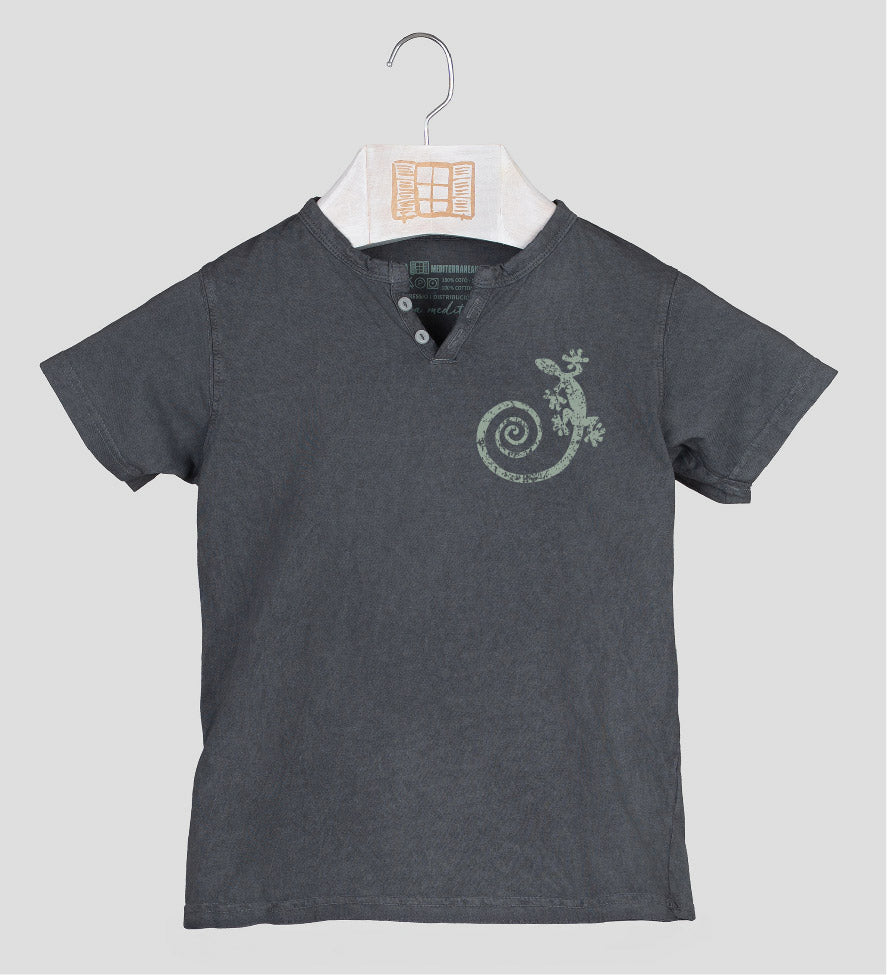 Camiseta cuello botones Niño Cargolat - marengo