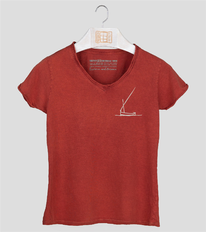 Camiseta cuello pico Mujer Redossa - arcilla