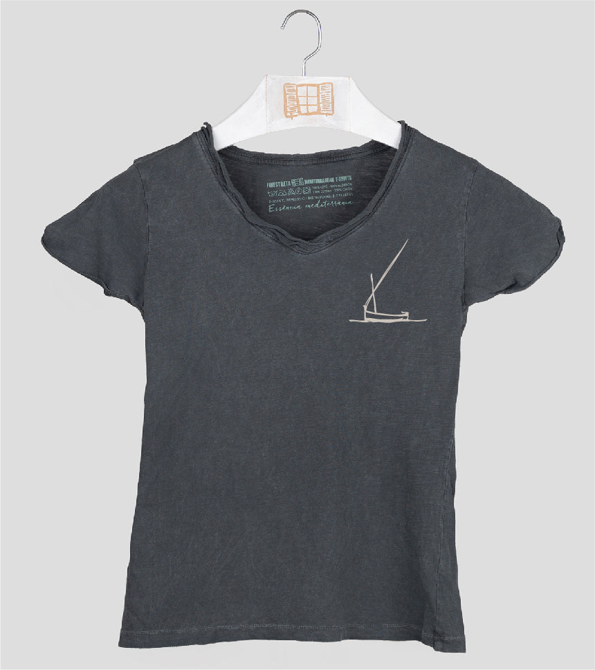 Camiseta cuello pico Mujer Redossa - marengo